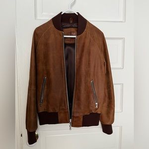 Leather bomber jacket